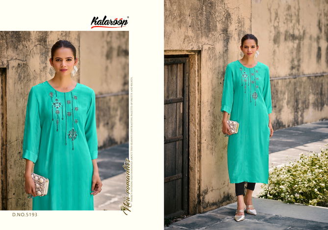 Kaviya By Kalaroop Designer Embroidery Kurtis Wholesale Market In Surat